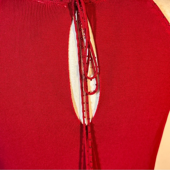 Venini Red Beaded Draped Tie Back Sz M - Picture 4 of 12